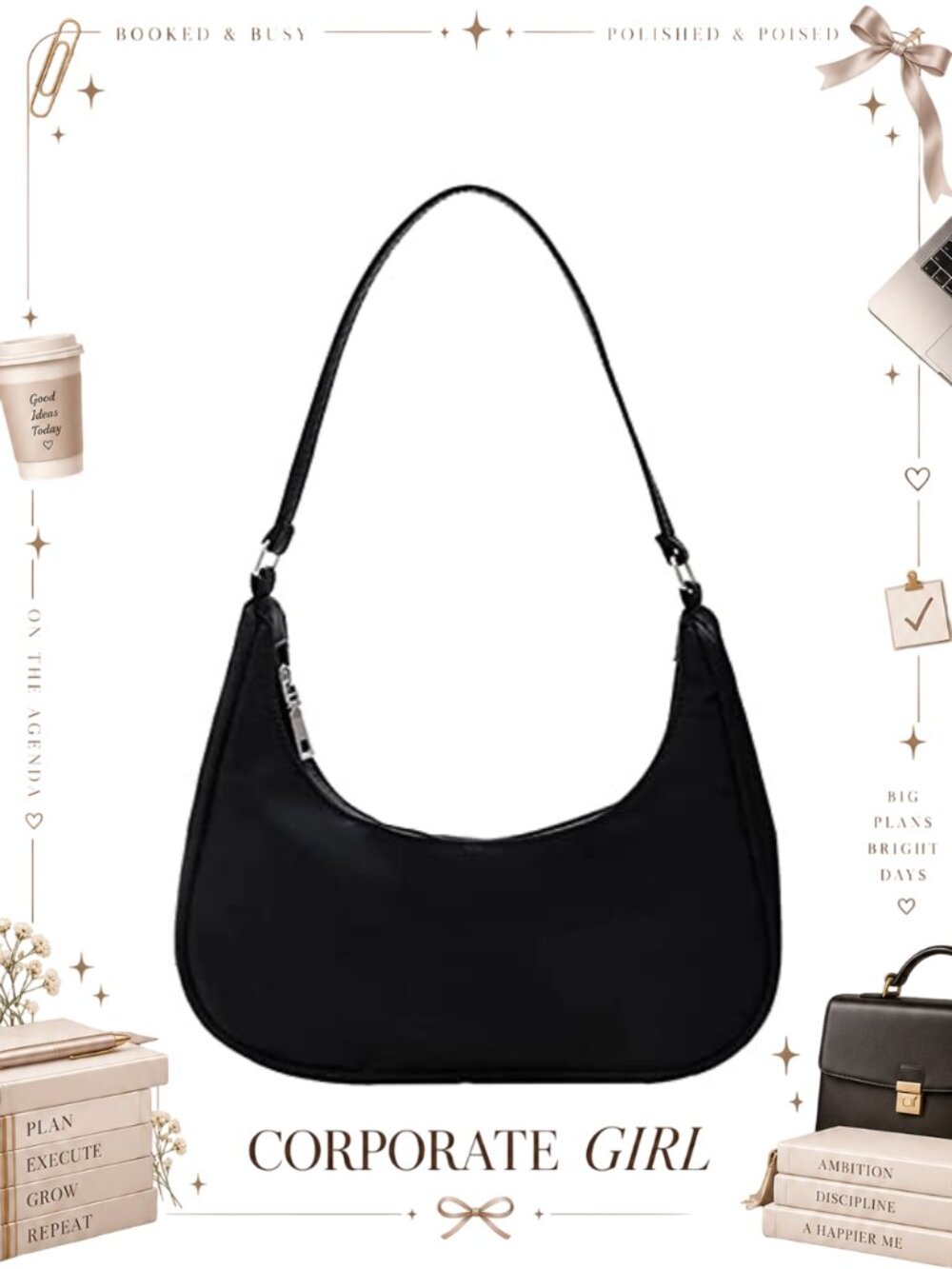 Nylon Hobo Shoulder Handbag Mini Clutch Purse Top Handle Women